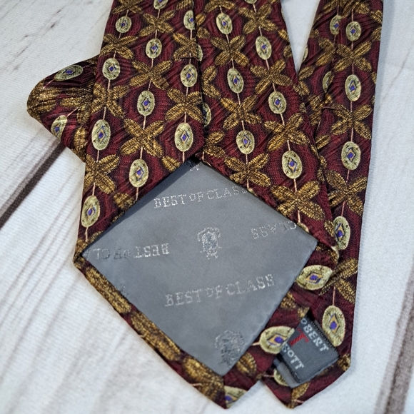 Robert Talbott Burgundy Patterned Silk  Tie - Picture 6 of 8